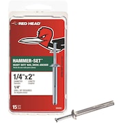 RED HEAD Hammer-Set Concrete Screw, Steel Zinc Plated, 15 PK 35205